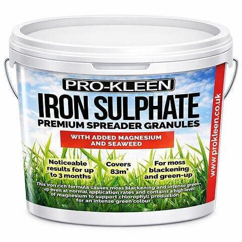 ProKleen Pro-Kleen Iron Sulphate Spreader Granules 2.5kg Covers up to 100m2 For Grass Green Up Ferrous Sulphate