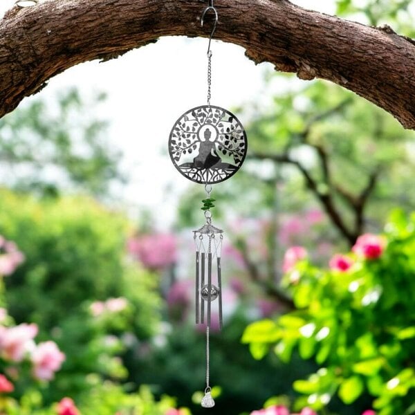 EDH Door Hardware Buddha Stainless Steel Hanging Wind Chime