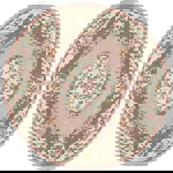 Shensi Pink Medallion Rug | Traditional Hand-Tufted Wool Rug