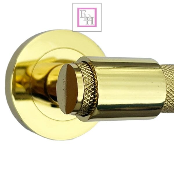 EDH Door Hardware Knurled Polished Brass Door Handles – Internal Lever Handle Packs with Fixings