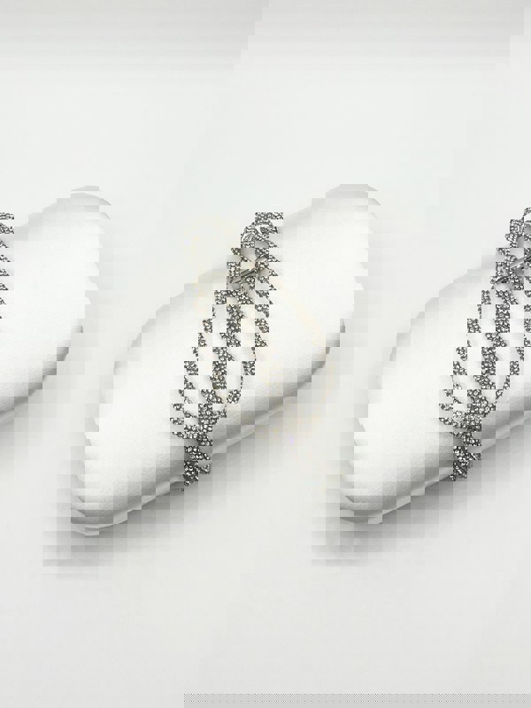 SVNX Clutch bag with Crystal Strap Handle in Silver