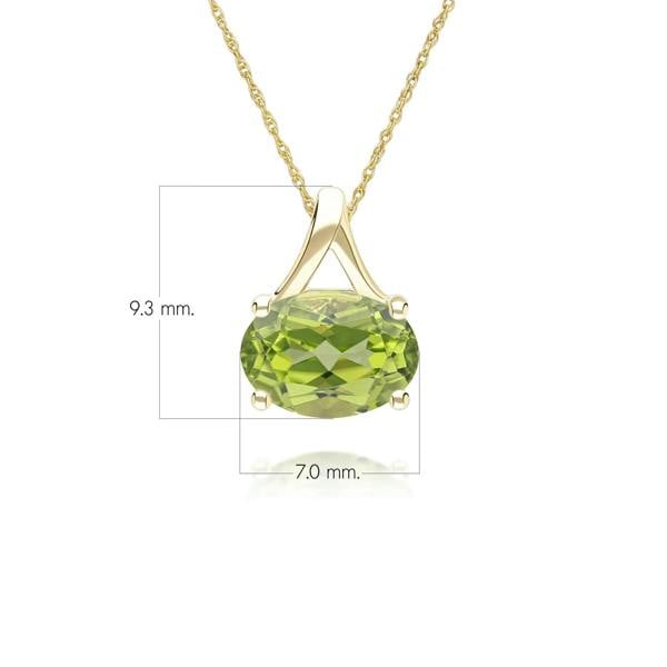 Gemondo Classic Oval Peridot Pendant Necklace in 9ct Yellow Gold 7x5mm