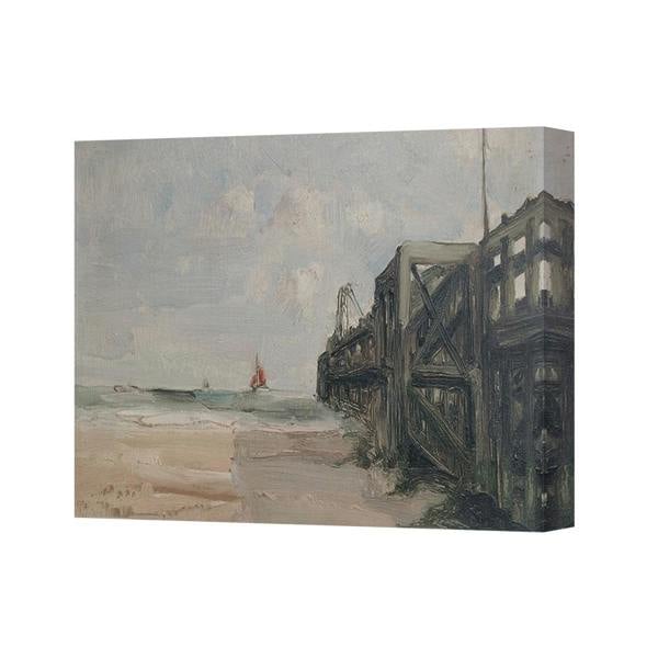 Benjamin Tate Design Coastal Pier and Bridge Seascape Canvas Wall Art Impressionist Painting