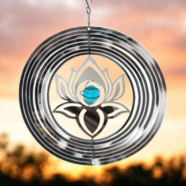 EDH Door Hardware Serenity Stainless Steel Hanging Wind Spinner – 34cm x 25cm | 3D Metal Kinetic Garden Ornament & Outdoor Wind Sculpture