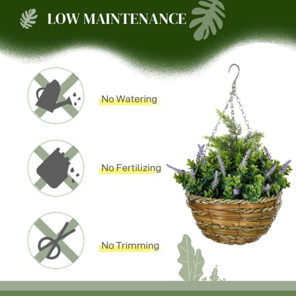 Dyzi Set of 2 Artificial Lisianthus Flower Hanging Baskets Purple