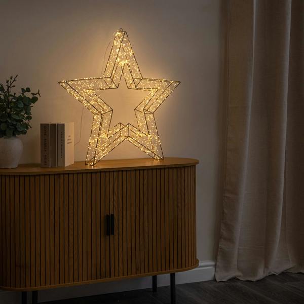 Samuel Alexander 79cm Gold Christmas Star Light with 2400 Warm White LEDs & Timer