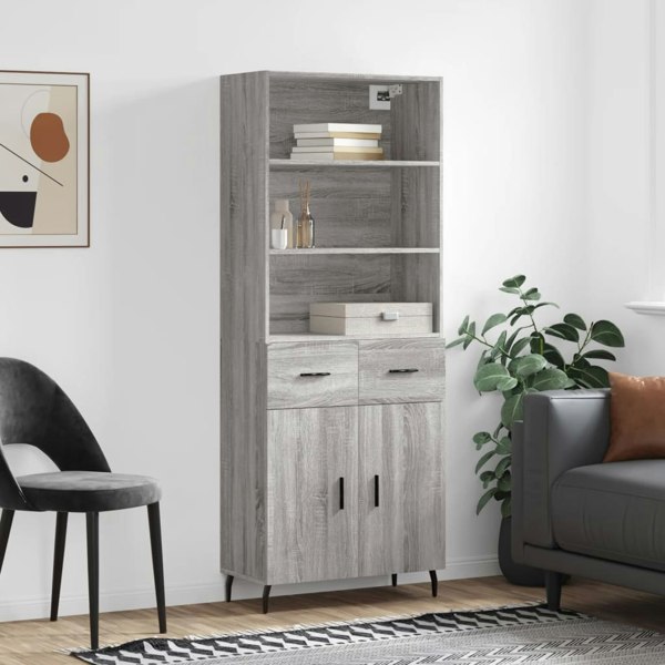 Berkfield Highboard Grey Sonoma 69.5x34x180 cm Engineered Wood
