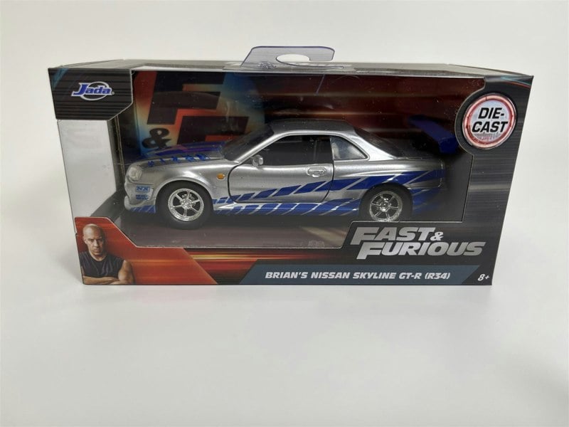 a toy car in a box