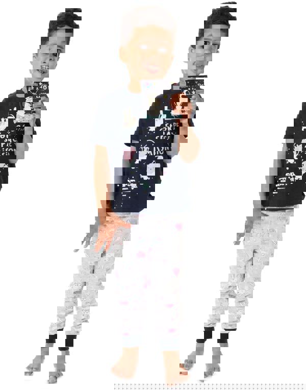 Peppa Pig Boys Blue George'S Space Mission Print Short Sleeve Long Leg Pyjama Set