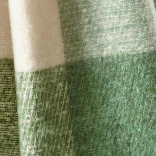 Catherine Lansfield Faux Mohair Check Blanket Throw Green