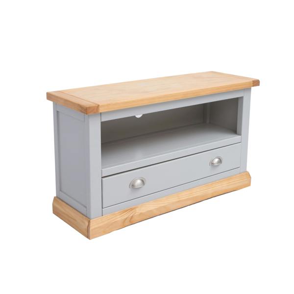 Cabinet Bits Bomporto Light Grey 1 Drawer TV Cabinet Chrome Cup Handle