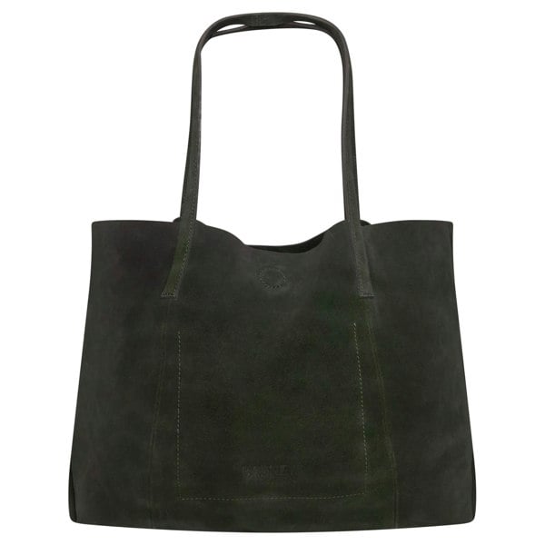 Barneys Originals Dark Green Cow Suede Everyday Tote Bag