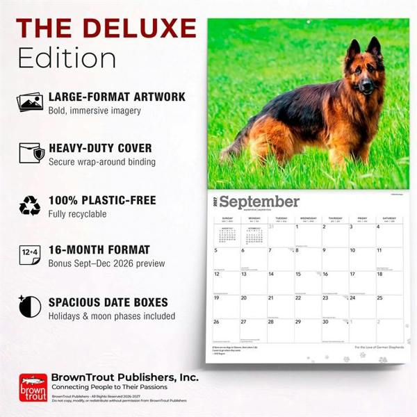 For The Love Of German Shepherds Deluxe Calendar 2027, Deluxe Calendars, Month To View, Dogs, Gift