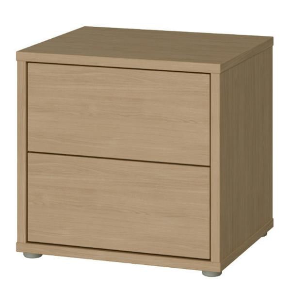 Furniture To Go Alice Springs Low Bedside Cabinet with 2 Drawers Push-to-Open in Elegancia Oak
