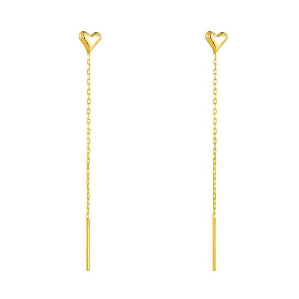 Gold Trip Heart Chain Threader Earrings