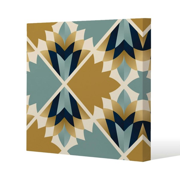 Benjamin Tate Design Cleopatra Fan Ethnic Pattern Slim Style Canvas Print  75x75cm , 15mm Slim Real wood.