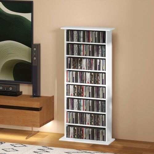 Wyld Haus Talasa Wood White CD Storage Unit With 360 Disc Capacity