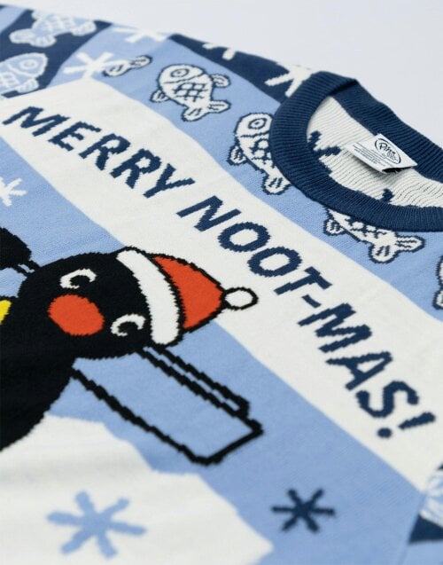 Pingu Unisex Blue Merry Noot-mas Christmas Jumper