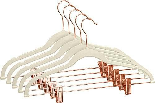 HYGRAD BUILT TO SURVIVE Pack of 12 Velvet Trousers Hangers Velvet Coat Hangers With Clips Velvet Hangers Wardrobe Clip Hangers Space Saving Hangers