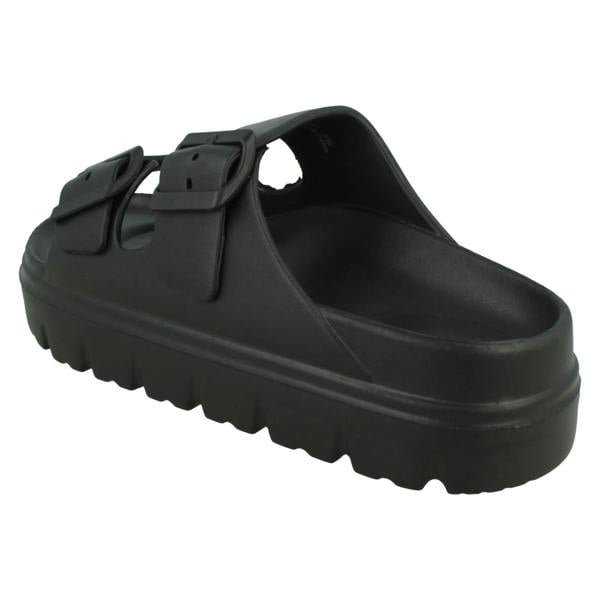 Spot On Ladies Spot On Casual Buckle Detail Sliders Sandals F12101