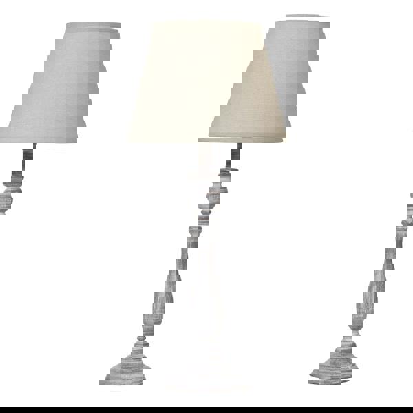 Hill Interiors Dunum Column Linen Table Lamp (UK Plug) - White