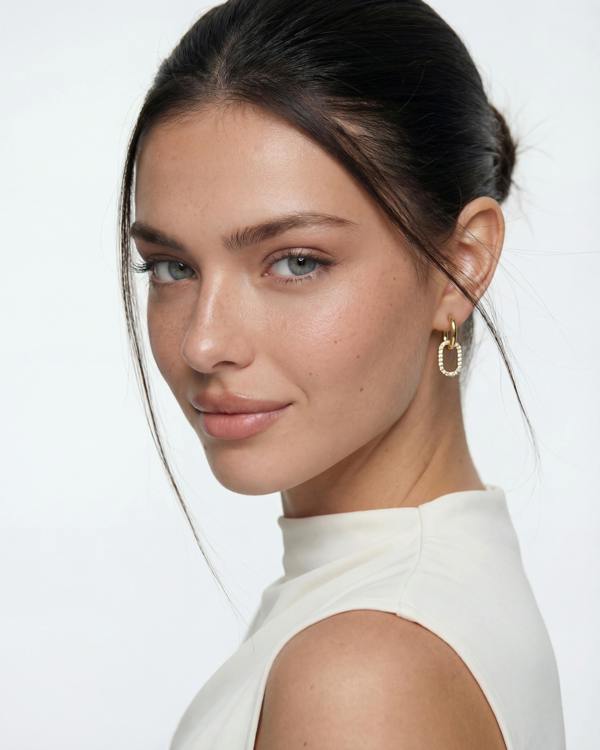 Elk & Bloom Dainty 14k Gold Gemstone Double Loop Hoops