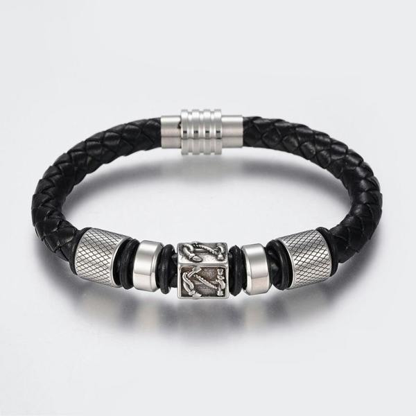 Aye Do Gifts Men's Nautical Black Leather Bracelet