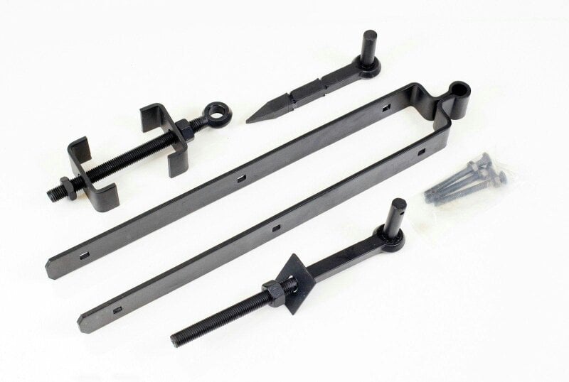 1st Fix South Black 450mm (18") Double Strap Field Gate Hinge Set With Adjustable Bottom Hinge Set For 3" Gates