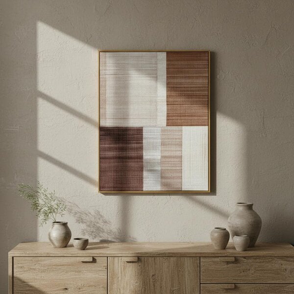 Wyld Haus Fira Geometric Shapes Hand Painted Canvas In Frame