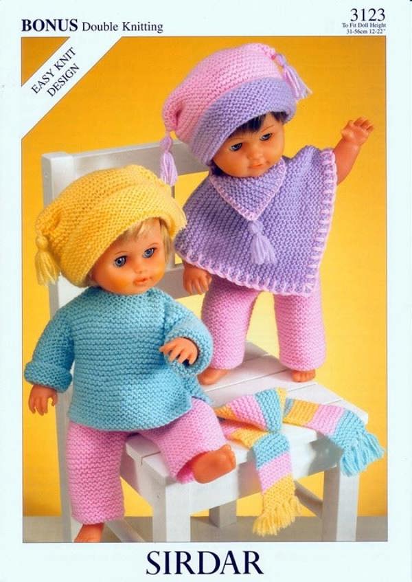 Hayfield Bonus DK Knitting Pattern 3123, Doll Clothes 12 - 22 Inches - Easy