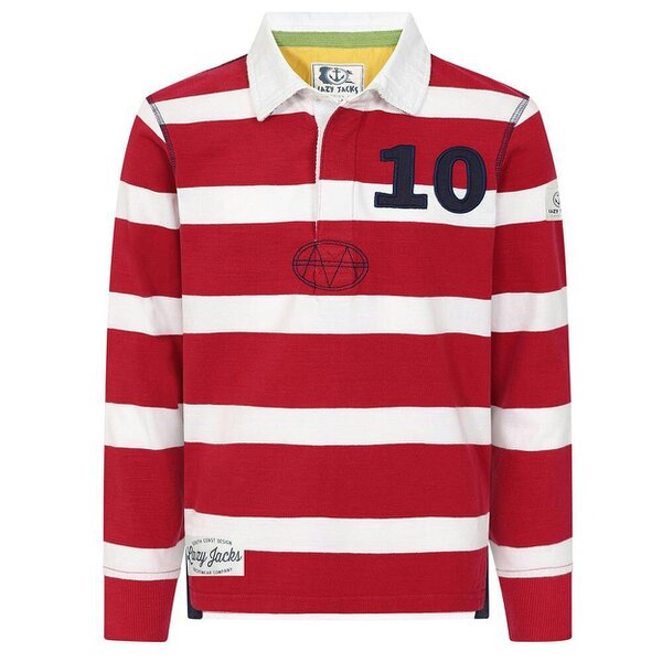 Lazy Jacks LJ78C - Long Sleeve Rugby Top - Crimson - Red