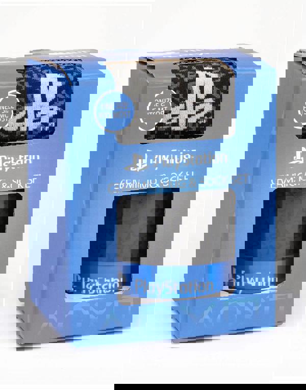 PlayStation Mens Blue Logo & Controller Symbols Print - Boxed Set Mug and Sock Gift Set (One Size) 