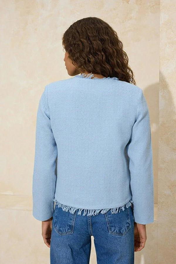 WOVCOR Woven Tweed Jacket with Accessory Buttons