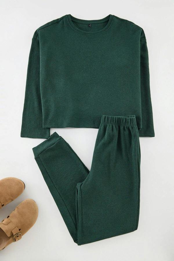 WOVCOR 2-Piece Waffle Knit Pajama Set