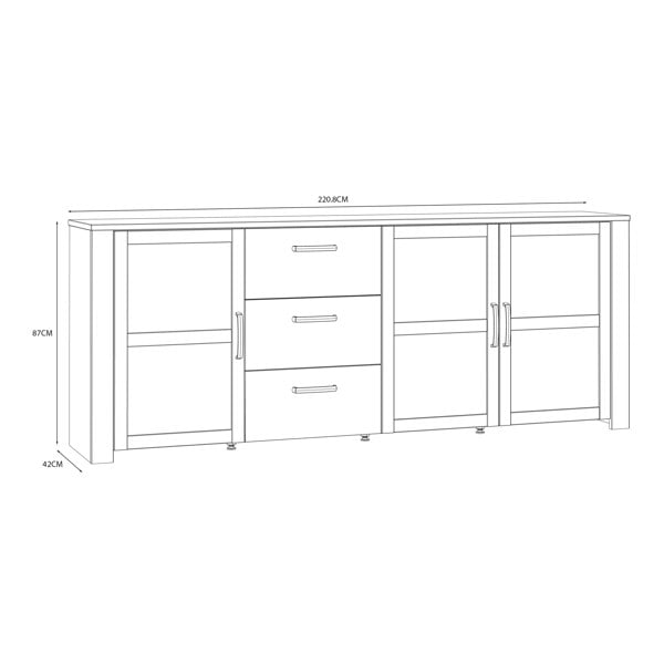 Furniture To Go Bohol Large Sideboard in Riviera Oak/White