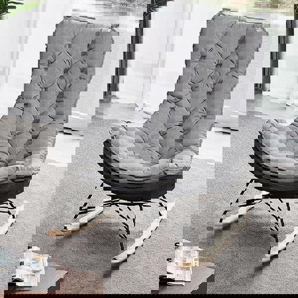 Phoebe Rocking Chair, Suede-Weilai Concept-Weilai Concept