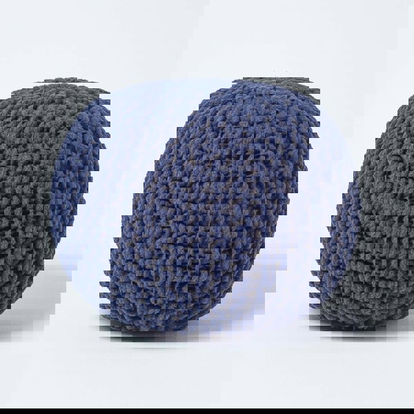 HOMESCAPES Round Cotton Knitted Pouffe Footstool Bean Filled Hand Knitted