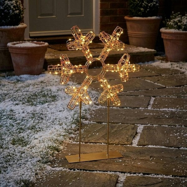 Garden Greatness Twinkling Lit Gold Table Top Snowflake