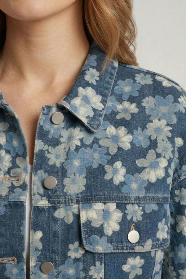 Izabel London Floral Relaxed Denim Jacket