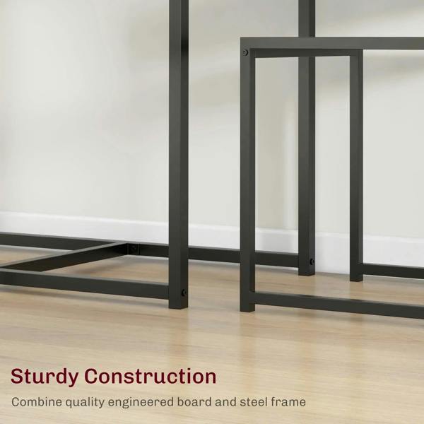 Black steel-framed dining table base with support legs