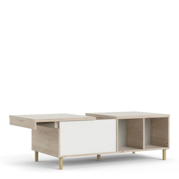 Furniture To Go Rome Coffee Table with Sliding Top in Jackson Hickory Oak and Matt White