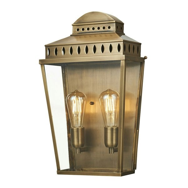 Outdoor IP44 Twin Wall Light Aged Brass LED E27 100W d01942 Loops
