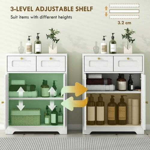 Wyld Haus Pareto Bathroom Floor Storage Cabinet With 2 Drawers White