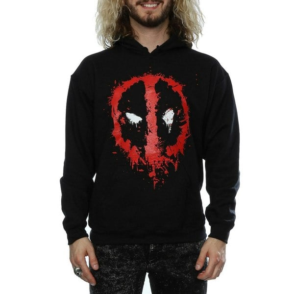 Deadpool Mens Splat Face Cotton Hoodie - Black