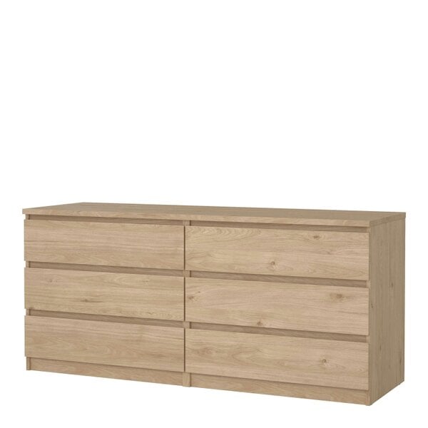 Wyld Haus Budapest Natural Oak Effect Wood Wide Chest 6 Drawers