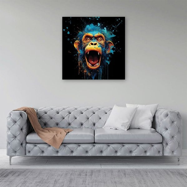 Warren Reed Crazy Monkey face Splash Art Canvas