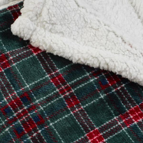 Catherine Lansfield Tartan Sherpa Check Cosy Fleece Blanket Throw Green