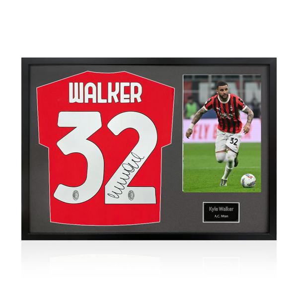 Kyle Walker Signed AC Milan Shirt Classic Frame