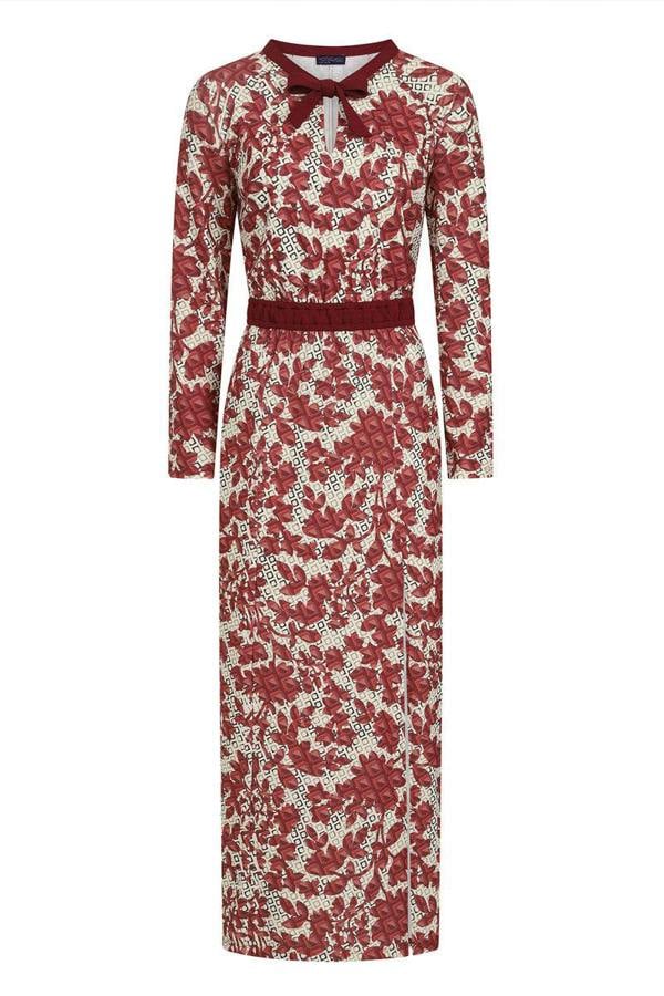 HotSquash Long Sleeve Maxi Dress with Neck Tie