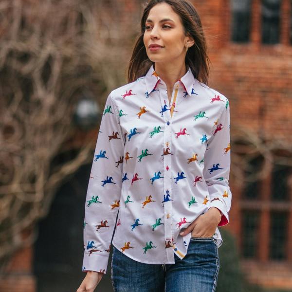 HORSE AND RIDER  WOMENS  PRINT SHIRT - Premium Men's Patterned Shirt by Claudio Lugli | Bold Design, Tailored Fit, Best Printed Shirts